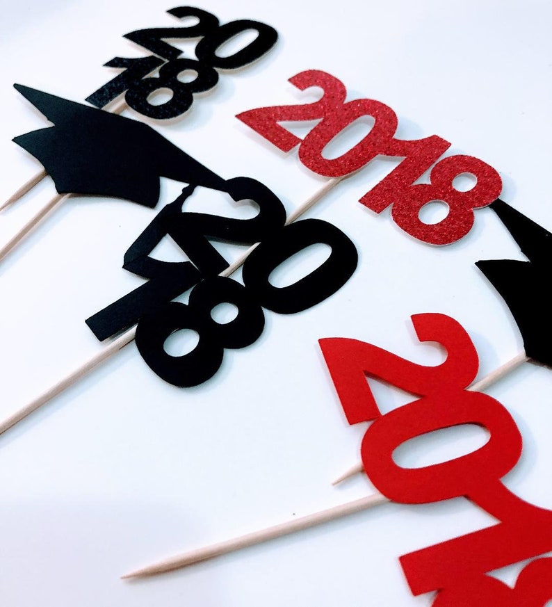 Graduation Cupcake Toppers Graduation Hat Cupcake Toppers Etsy