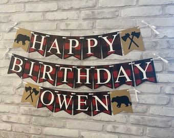 Buffalo Plaid High Chair Banner | Black and Red Checker Woodland Banner ...