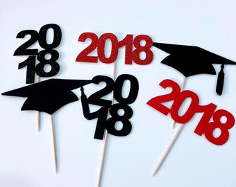 Graduation Cupcake Toppers, Graduation Hat cupcake toppers, 2018 Cupcake toppers