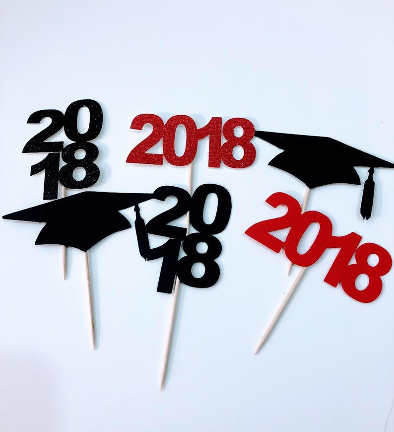 Graduation Cupcake Toppers Graduation Hat Cupcake Toppers Etsy