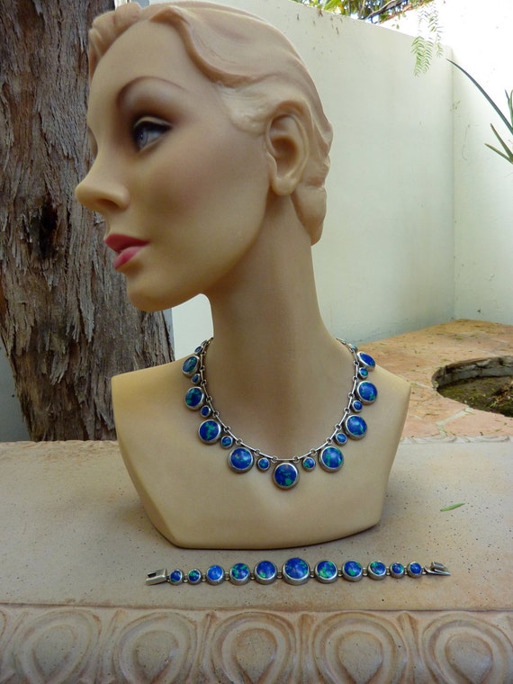 Vintage 1980s Mexico Blue Azurite Sterling Silver… - image 3