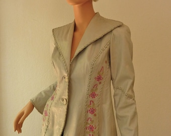 Vintage 1960s to early 1970s Char Santa Fe New Mexico Leather Hand Made & Painted Jacket Coat