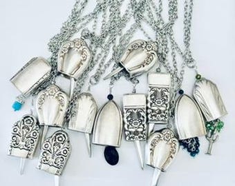 Angel Bell Necklace, Fairy Bell Pendant, Vintage Silverware Knife Bell