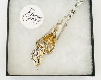 Calla Lily Necklace, Silverware Pendant, Vintage Spoon Jewelry, Fairy Necklace