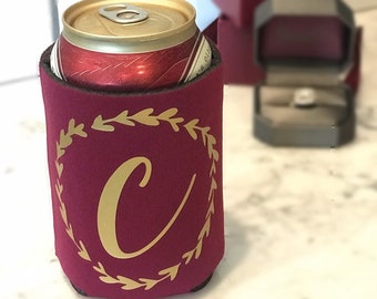 Monogram Can Cooler - Wedding Can cooler - Will you be my Bridesmaid - Maid of Honor - Will you be my Proposal