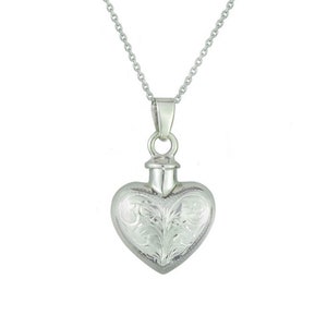 Sterling Silver Vintage Heart Cremation Memorial Ashes Keepsake Urn Pendant Necklace image 1