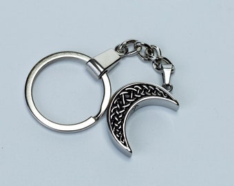 Crescent Celtic Moon Cremation Urn Keychain - Memorial Ash Keepsake - Cremation Jewellery