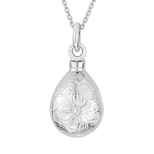 Sterling Silver Large Vintage Teardrop Cremation Ashes Urn Pendant Necklace Memorial Keepsake