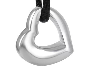 Open Heart Urn Pendant - Memorial Ash Keepsake Jewellery - Personalised Engraved