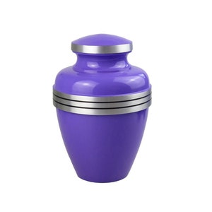 Large Aluminium Classic Purple and Silver Urn with Optional Personalised Engraving for Adult Pet Dog Ashes Funeral Cremains Memorial