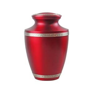 Large Brass Red and Gold Olympia Urn for Adult or Pet Dog Ashes Cremains Memorial - with Optional Personalisation