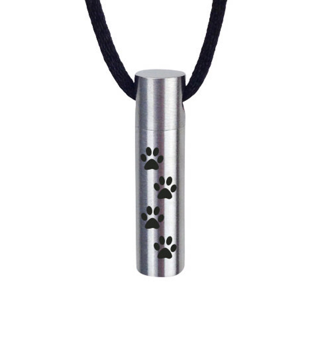 Stainless Steel Paw Print Urn Pendant - Memorial Ash Keepsake Cremation Jewelry For Pets