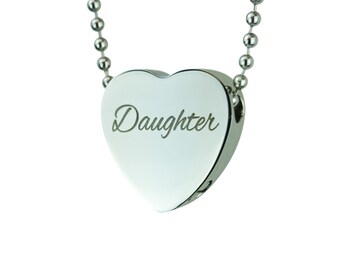 Daughter Heart Urn Pendant - Memorial Ash Cremation Keepsake - Personalised Engraved
