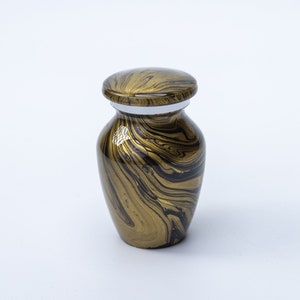 Miniature Gold and Black Marble Effect Keepsake Urn for Ashes Cremains Funeral Memorial