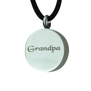 Grandpa Urn Pendant Memorial Ash Cremation Keepsake Personalised Engraved image 1