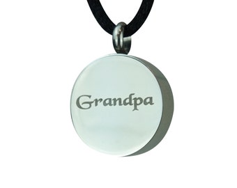 Grandpa Urn Pendant - Memorial Ash Cremation Keepsake - Personalised Engraved