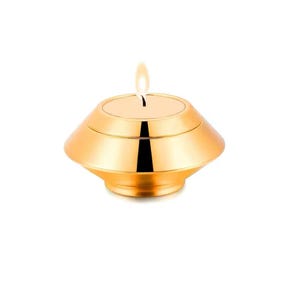 Miniature Elegant Gold Keepsake Urn with Tealight Candle Holder for Ashes Cremains