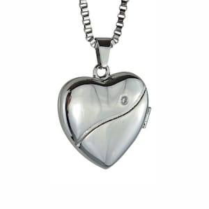 Collar con colgante de medallón de corazón de cristal - Joya de recuerdo conmemorativa - Grabado personalizado
