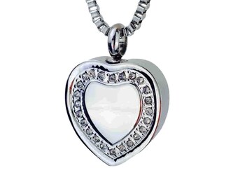 Crystal Heart Urn Pendant - Memorial Ash Keepsake Jewellery - Personalised Engraved