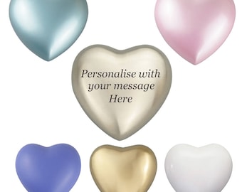 Silver Gold Blue Pink Purple White Personalised Heart Urn Keepsake Ashes Cremation Memorial