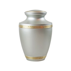 Urna Olympia grande de latón, plata y oro para cenizas de adultos o mascotas, conmemoración de cenizas - con personalización opcional