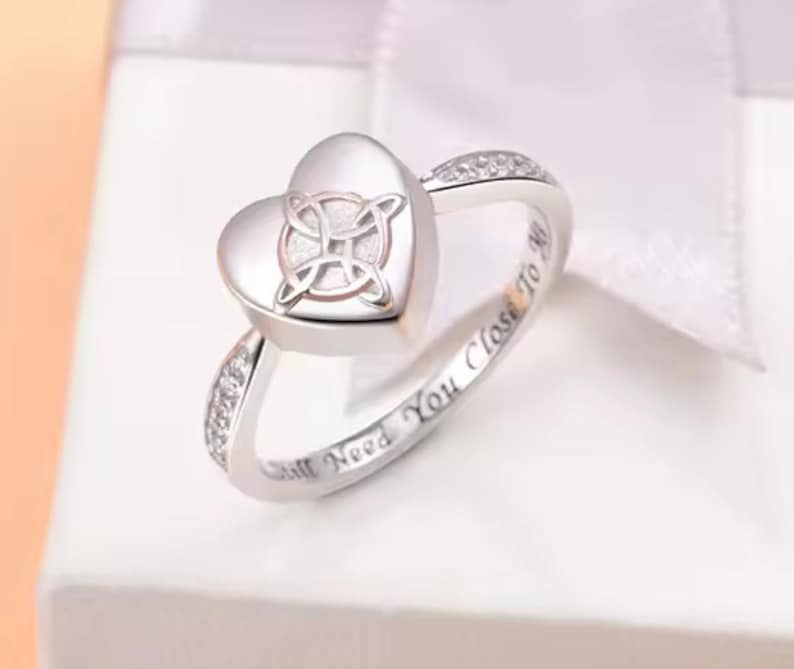 Celtic Knot Heart Cremation Urn Ring - Memorial Ash Keepsake Jewelry - Etsy