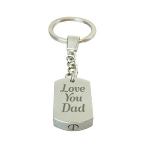 Love You Dad Urn Keyring Keychain - Memorial Ash Keepsake Cremation - Personalised Engraved