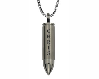 Personalised Bullet Urn Pendant - Memorial Ash Keepsake Jewellery - Personalised Engraved
