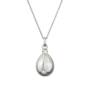 Sterling Silver Large Teardrop Cremation Ashes Urn Pendant Necklace Memorial Keepsake