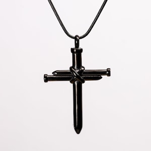 Black Nail Cross Urn Ashes Pendant - Memorial Ash Keepsake - Cremation Jewellery