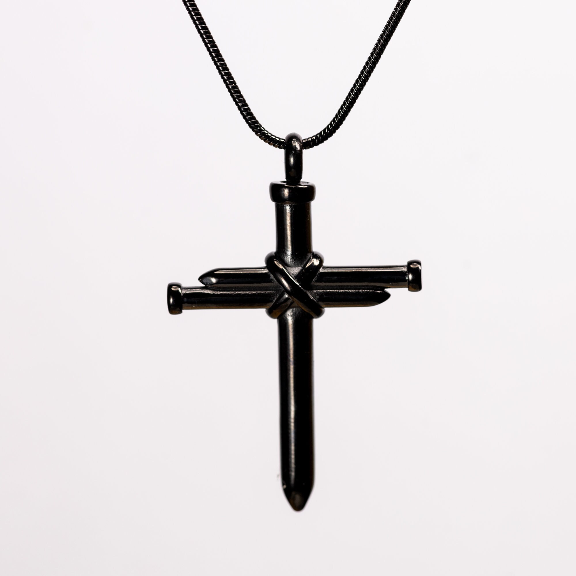 Black Nail Cross Urn Ashes Pendant 