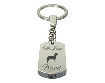 Best Friend Dog Pet Urn Keychain - Memorial Ash Keepsake Jewellery - Personalised Engraved