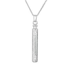 Sterling Silver Long Vintage Cylinder Cremation Ashes Urn Pendant Necklace Memorial Keepsake image 1