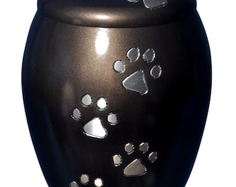 Brown with Paws Urn for Dog Cat Pet Cremation Ashes Cremains Memorial