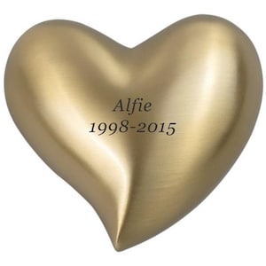 Gold Elegant Heart Urn Keepsake for Human or Pet Dog Cat Ashes Cremation Funeral Memorial