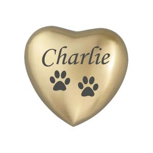 Personalisierte Haustier Pfote Goldene Herz Urne Andenken für Hund Katze Asche Feuerbestattung