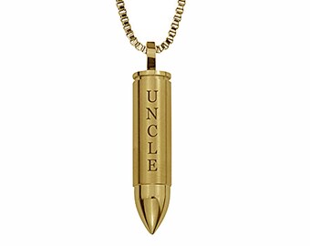Colgante de urna de oro "Tío Bala" - Joya de recuerdo de cenizas - Grabado personalizado
