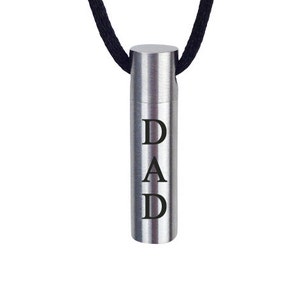 Dad Cylinder Urn Pendant - Memorial Ash Cremation Keepsake - Personalised Engraved