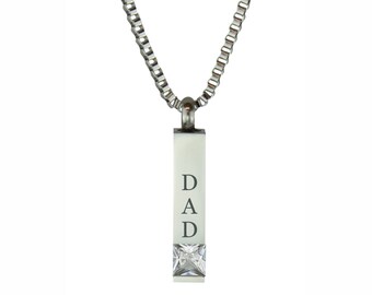 Dad Quantum Crystal Urn Pendant - Memorial Ash Keepsake Jewellery - Personalised Engraved