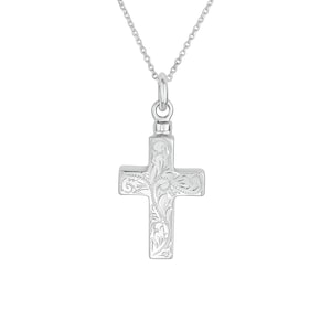 Sterling Silver Vintage Cross Cremation Ashes Urn Pendant Necklace Memorial Keepsake
