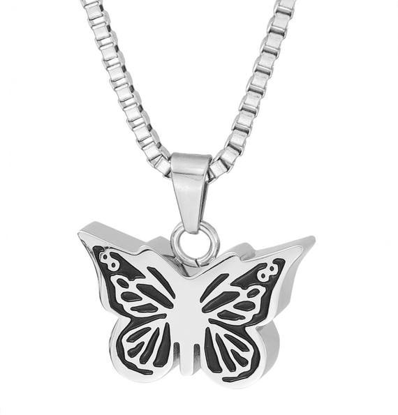 Cremation Jewelry For Ashes Butterfly Urn Necklace Stainless