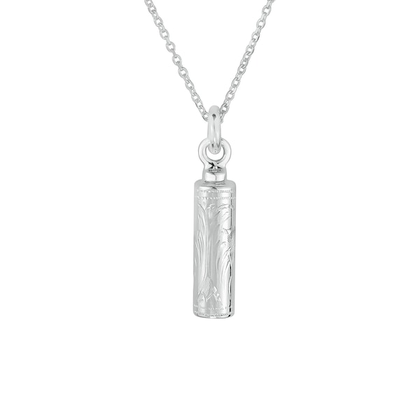 Sterling Silver Small Vintage Cylinder Cremation Ashes Urn Pendant Necklace Memorial Keepsake