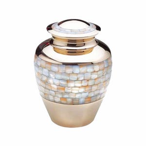 Grote parelmoeren gouden urn voor hond of hond Ashes Cremains Memorial met optionele personalisatie