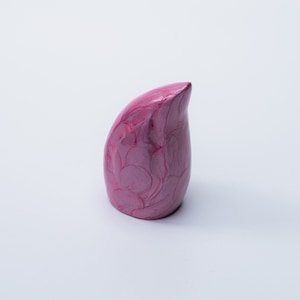 Miniature Pink Enamel Teardrop Keepsake Cremation Urn for Ashes Cremains Memorial - 3" Height