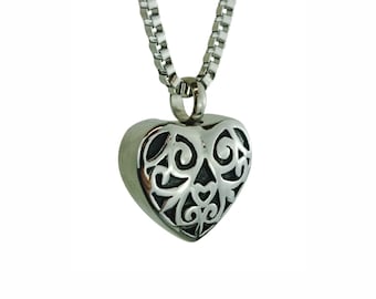 Hearts Urn Pendant Necklace - Memorial Ash Keepsake - Cremation Jewellery - Personalised Engraving!