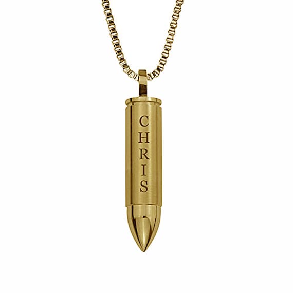 Personalised Gold Bullet Urn Pendant Memorial Ash Keepsake