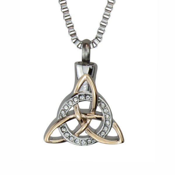 Celtic Trinity Knot Urn Pendant Necklace Rose Gold Plated - Cremation Jewellery Ashes Memorial Pendant Keepsake