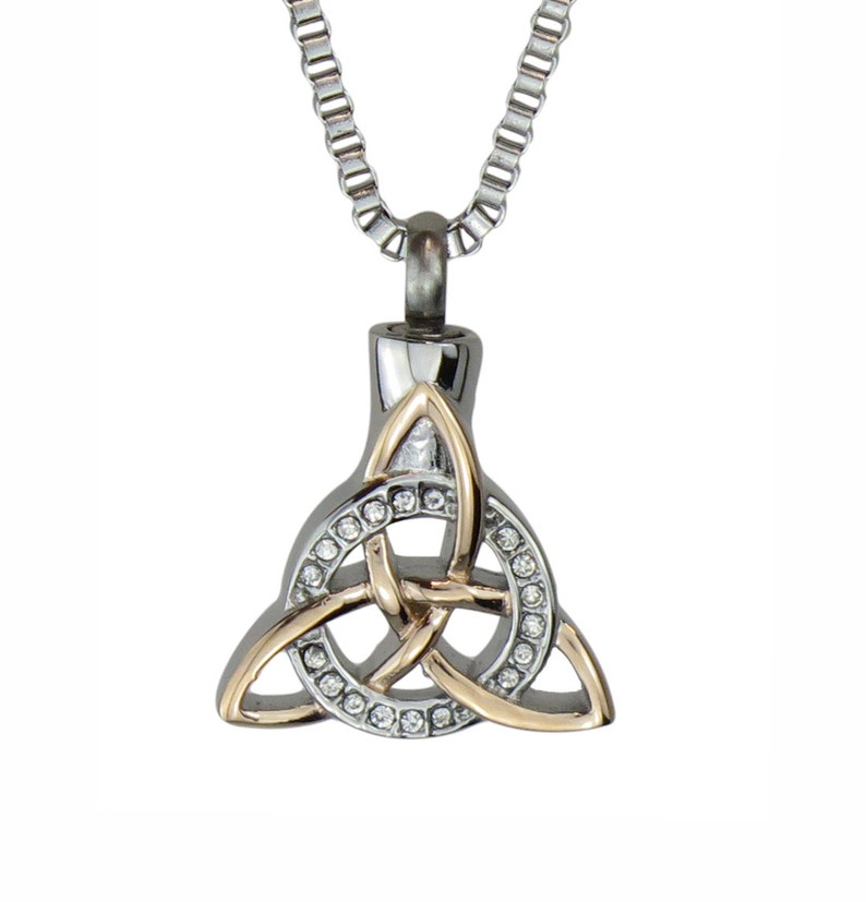 Celtic Trinity Knot Urn Pendant Necklace Rose Gold Plated Cremation Jewellery Ashes Memorial Pendant Keepsake image 1