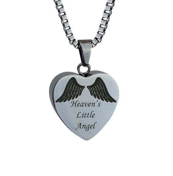 Collana con urna per cenere d'angelo: ali in oro rosa, pietra portafortuna, commemorativo personalizzato - Italia