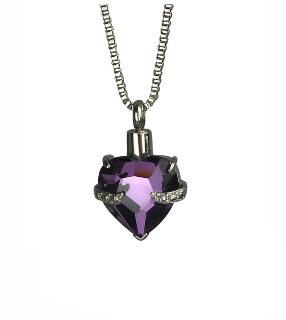 Purple Heart Urn Pendant Memorial Ash Keepsake Jewellery Etsy UK